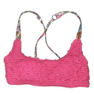 Crochet Pink Bra Swim Top Sz Large